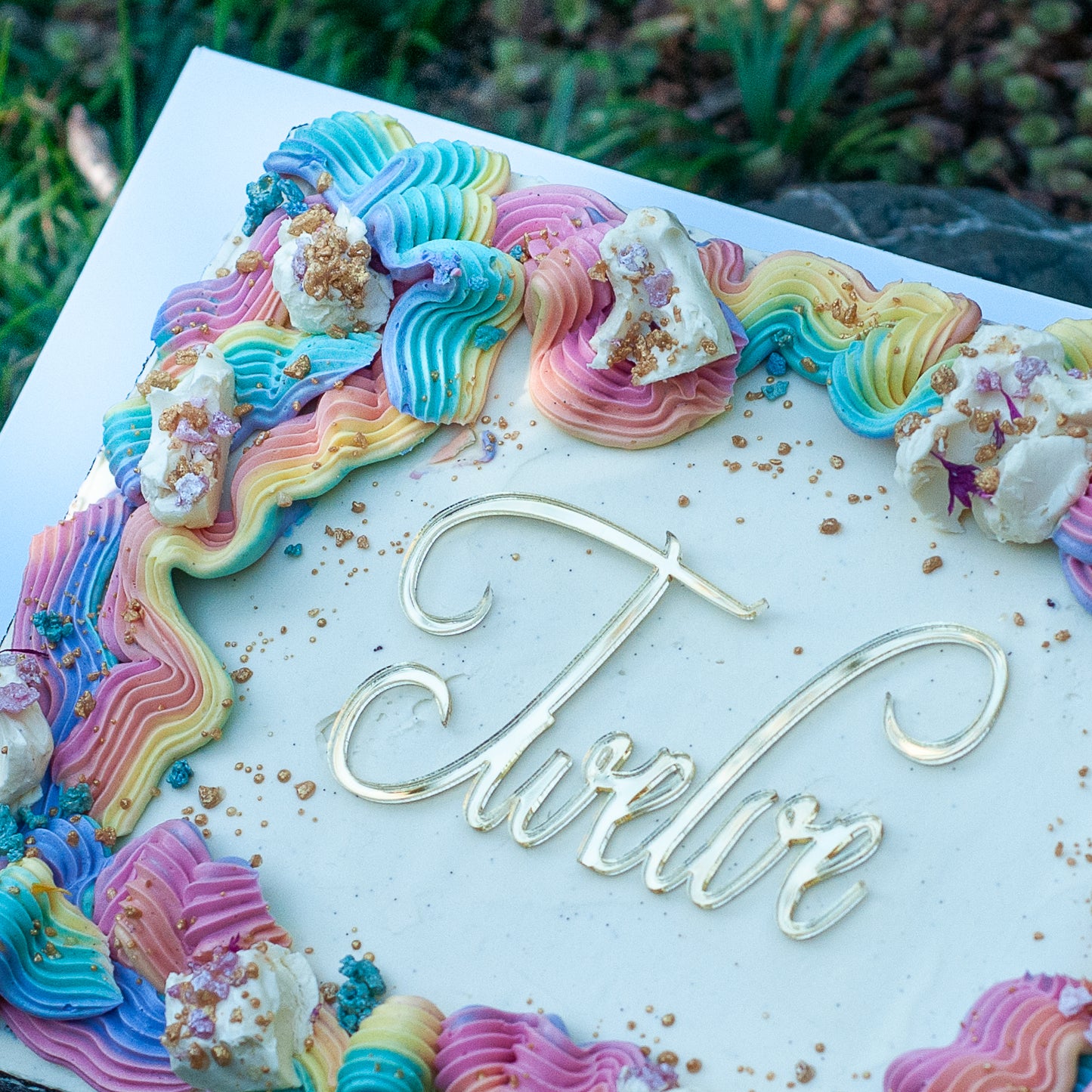 Rainbow Squiggle Sheet Cake