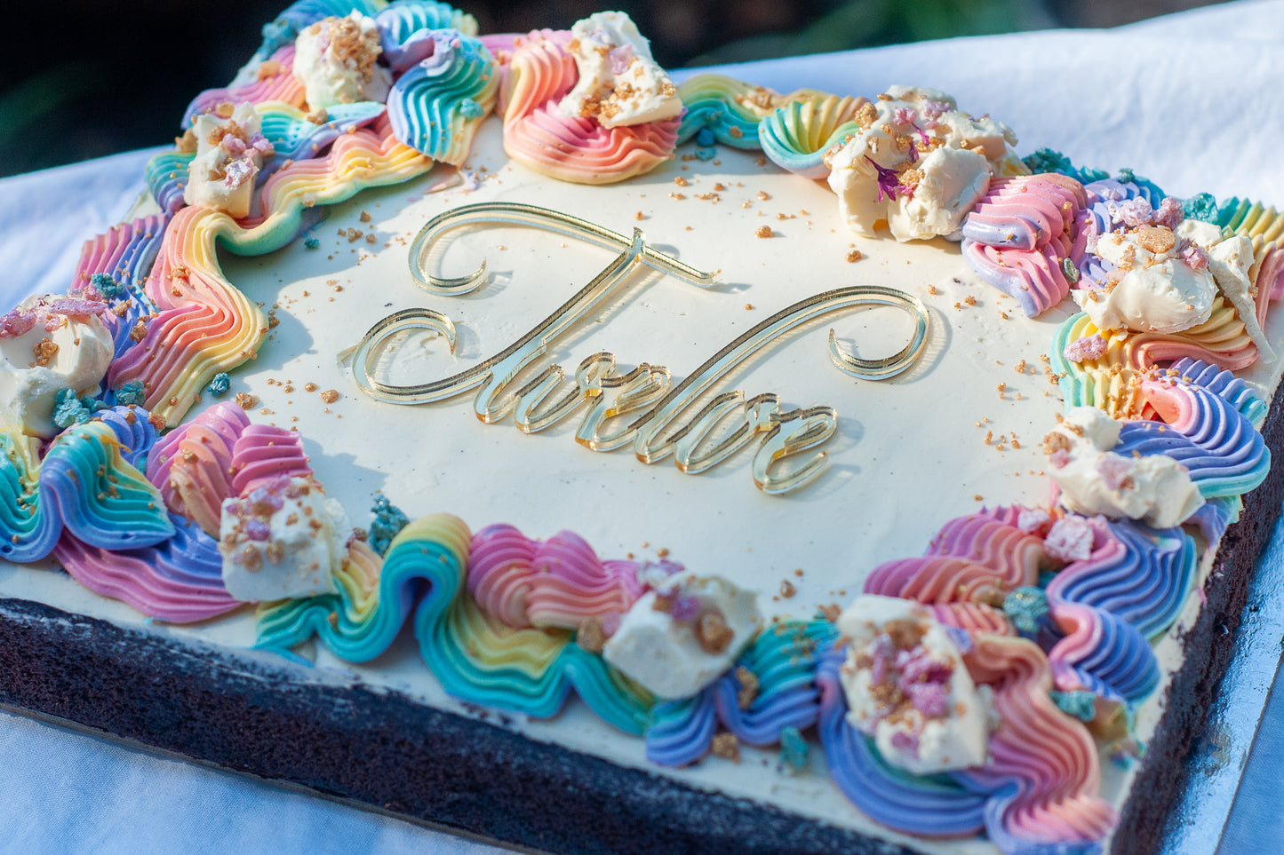 Rainbow Squiggle Sheet Cake