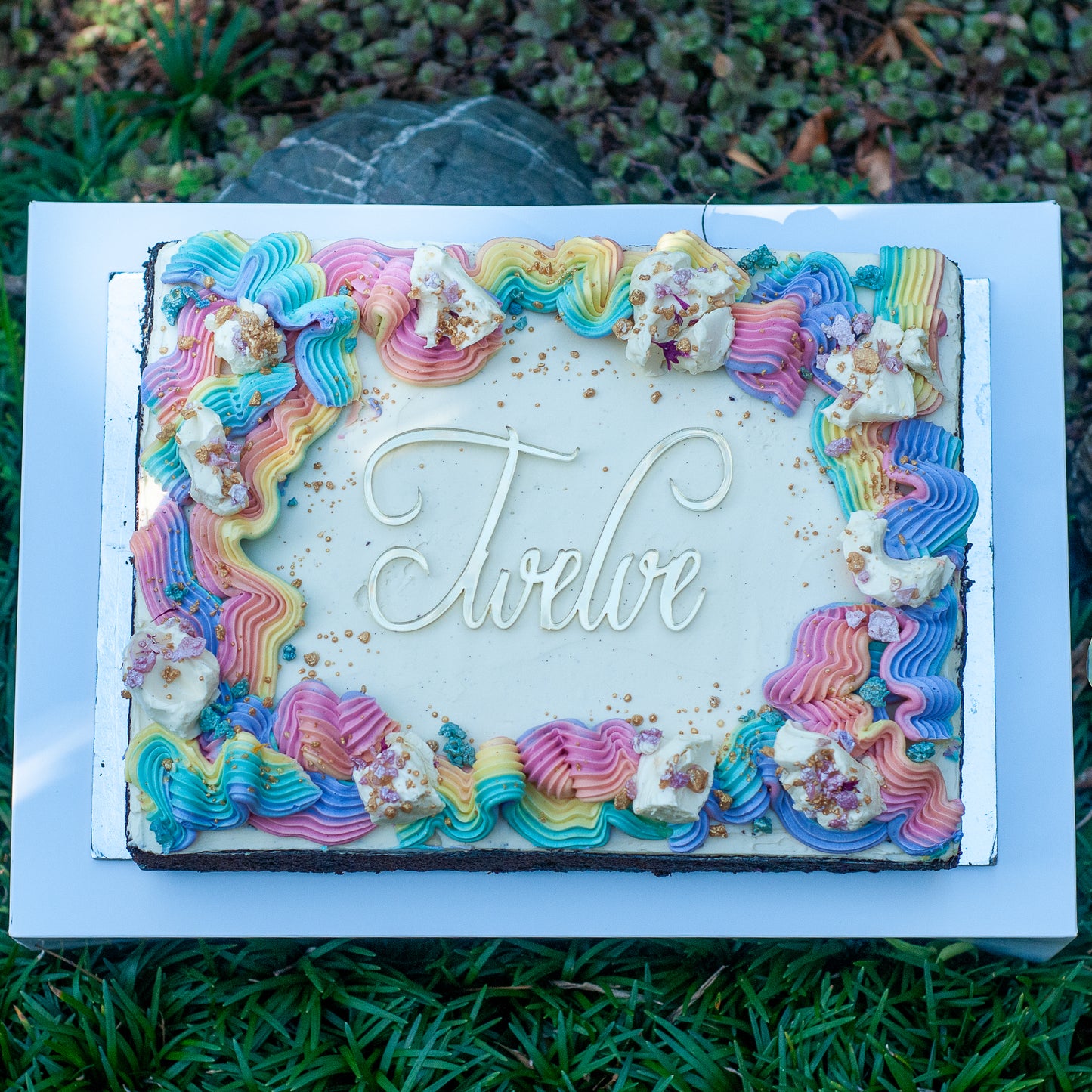 Rainbow Squiggle Sheet Cake