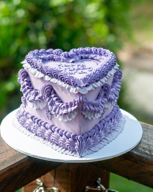 Vintage Heart Cake | Custom Piped Buttercream Celebration Cake Brisbane