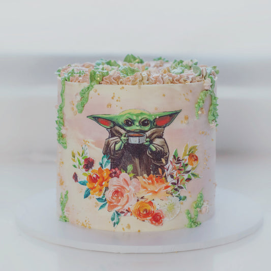 Floral Baby Yoda Cake